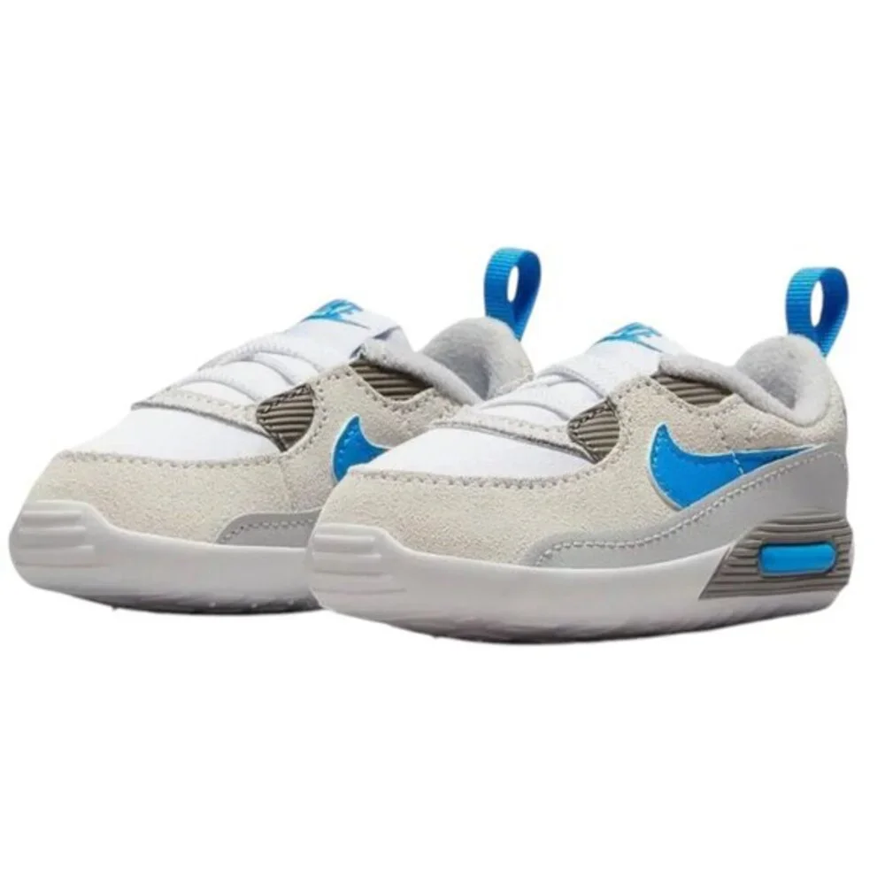 Nike Max 90 Crib‎ White/Blue/Grey Fog Baby Infant Toddler Size 4C NEW CI0424-110